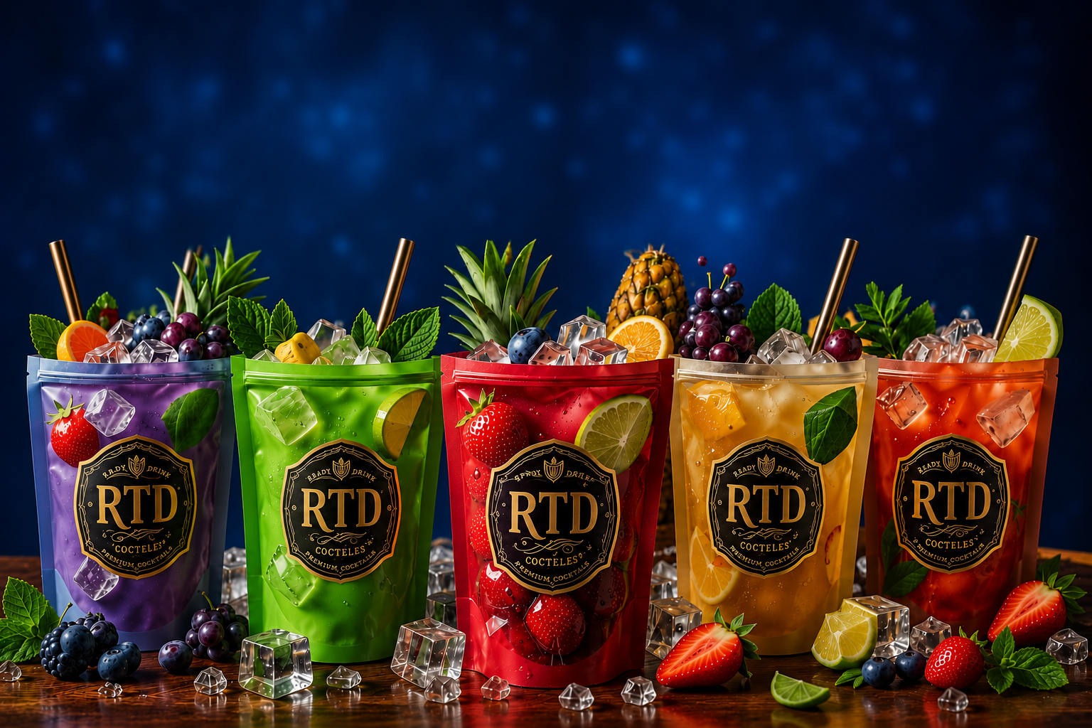 Sachets premium de cócteles Ready to Drink: Mojito, Aperol, Gin Tonic, Daiquiri y Fernet